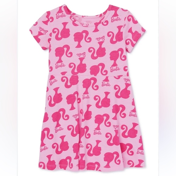 Barbie Other - BARBIE Pink Printed Little Girl’s Skater Dress Size 2T